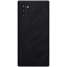 NILLKIN Qin Series Card Holder Leather Flip Case priekš Samsung Galaxy Note 10 N970 - Melns - sāniski atverams maciņš (ādas maks, grāmatiņa, leather book wallet case cover)