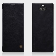 NILLKIN Qin Series Card Holder Leather Case priekš Sony Xperia 10 I4113 / I4193 - Melns - sāniski atverams maciņš (ādas maks, grāmatiņa, leather book wallet case cover)