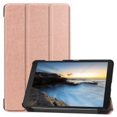 Tri-fold Stand PU Smart Auto Wake/Sleep Leather Case priekš Samsung Galaxy Tab A 8.0 (2019) T290 / T295 - Rozā Zelts - sāniski atverams maciņš ar stendu