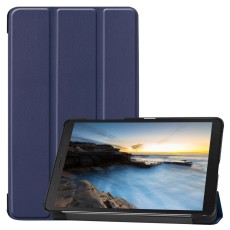 Tri-fold Stand PU Smart Auto Wake/Sleep Leather Case priekš Samsung Galaxy Tab A 8.0 (2019) T290 / T295 - Tumši Zils - sāniski atverams maciņš ar stendu