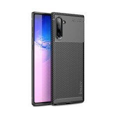 IPAKY Carbon Fiber Texture Soft TPU Heat Dissipation Back Airbag Case priekš Samsung Galaxy Note 10 N970 - Melns - Triecienizturīgs silikona aizmugures apvalks (bampers, vāciņš, slim TPU silicone case shell cover, bumper)