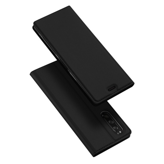Dux Ducis Skin Pro series priekš Sony Xperia 5 PF43 - Melns - sāniski atverams maciņš ar magnētu un stendu (ādas maks, grāmatiņa, leather book wallet case cover stand)
