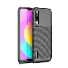 Beetle Series Carbon Fiber TPU Protection Phone Cover priekš Xiaomi Mi A3 - Melns - triecienizturīgs silikona aizmugures apvalks (bampers, vāciņš, slim TPU silicone case shell cover, bumper)