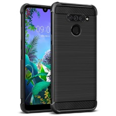 IMAK Vega Carbon Fiber Texture Brushed TPU Cover Case priekš LG Q60 - Melns - triecienizturīgs silikona aizmugures apvalks (bampers, vāciņš, slim TPU silicone case shell cover, bumper)