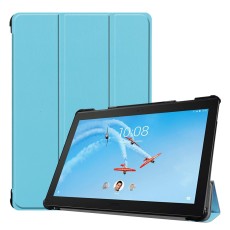Tri-fold Stand PU Smart Auto Wake/Sleep Leather Case priekš Lenovo Tab P10 X705 - Gaiši Zils - sāniski atverams maciņš ar stendu
