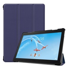 Tri-fold Stand PU Smart Auto Wake/Sleep Leather Case priekš Lenovo Tab P10 X705 - Tumši Zils - sāniski atverams maciņš ar stendu