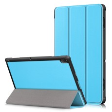 Tri-fold Stand PU Smart Auto Wake/Sleep Leather Case priekš Lenovo Tab E10 X104 - Gaiši Zils - sāniski atverams maciņš ar stendu
