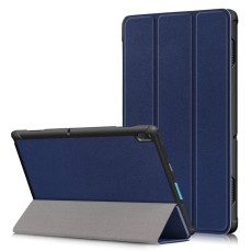 Tri-fold Stand PU Smart Auto Wake/Sleep Leather Case priekš Lenovo Tab E10 X104 - Tumši Zils - sāniski atverams maciņš ar stendu