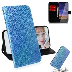 Flower Pattern Leather Wallet Stand Case priekš Nokia 2.2 - Gaiši Zils - sāniski atverams maciņš ar stendu