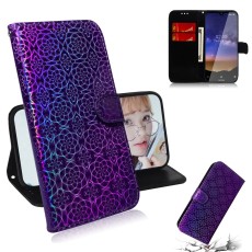 Flower Pattern Leather Wallet Stand Case priekš Nokia 2.2 - Violets - sāniski atverams maciņš ar stendu