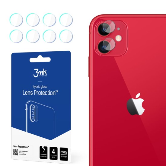 3MK Lens Protection (4 gab.) Hybrid Tempered Glass / Film camera protector priekš Apple iPhone 11 - hibrīds aizmugurējās kameras aizsargstikls / aizsargplēve