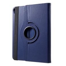 360 Rotary Litchi Grain Leather Cover w/ Stand priekš Apple iPad Pro 11 (2018) / Air 4 (2020) / Air 5 (2022) / Air 11 (2024 / 2025) - Tumši Zils - sāniski atverams maciņš ar stendu