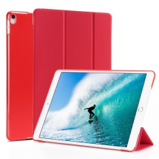 Tri-fold Stand PU Smart Auto Wake/Sleep Leather Case priekš Apple iPad Pro 10.5 (2017) / Air 3 10.5 (2019) - Sarkans - sāniski atverams maciņš ar stendu