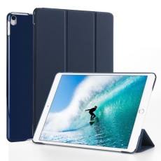 Tri-fold Stand PU Smart Auto Wake/Sleep Leather Case priekš Apple iPad Pro 10.5 (2017) / Air 3 10.5 (2019) - Tumši Zils - sāniski atverams maciņš ar stendu
