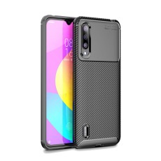 Beetle Series Carbon Fiber TPU Protection Phone Cover priekš Xiaomi Mi 9 Lite - Melns - triecienizturīgs silikona aizmugures apvalks (bampers, vāciņš, slim TPU silicone case shell cover, bumper)