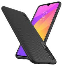 Twill Texture Silicone Mobile Phone Cover Shell priekš Xiaomi Mi 9 Lite - Melns - triecienizturīgs silikona aizmugures apvalks (bampers, vāciņš, slim TPU silicone case shell cover, bumper)