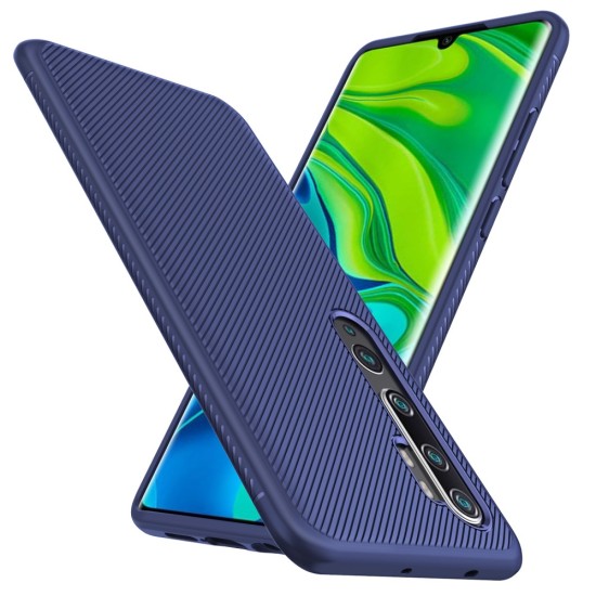Twill Texture Silicone Mobile Phone Cover Shell priekš Xiaomi Mi Note 10 / Note 10 Pro - Tumši Zils - triecienizturīgs silikona aizmugures apvalks (bampers, vāciņš, slim TPU silicone case shell cover, bumper)