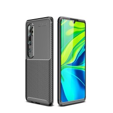 Beetle Series Carbon Fiber TPU Protection Phone Cover priekš Xiaomi Mi Note 10 / Note 10 Pro - Melns - triecienizturīgs silikona aizmugures apvalks (bampers, vāciņš, slim TPU silicone case shell cover, bumper)