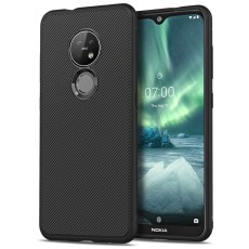 Twill Texture Silicone Mobile Phone Cover Shell priekš Nokia 6.2 / 7.2 - Melns - triecienizturīgs silikona aizmugures apvalks (bampers, vāciņš, slim TPU silicone case shell cover, bumper)