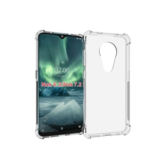 Shockproof Anti-slip TPU Protective Phone Case priekš Nokia 6.2 / 7.2 - Caurspīdīgs - triecienizturīgs silikona aizmugures apvalks / bampers