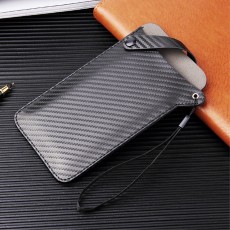 Universal PU Leather Pouch Case priekš 4.0-5.8 inch (165 x 90mm) - Melns Karbons - universāls maks kabatiņa
