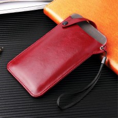 Universal PU Leather Pouch Case priekš 4.0-5.8 inch (165 x 90mm) - Sarkans - universāls maks kabatiņa