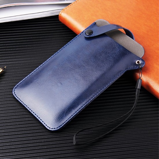 Universal PU Leather Pouch Case priekš 4.0-5.8 inch (165 x 90mm) - Tumši Zils - universāls maks kabatiņa