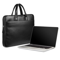 QIALINO Genuine Cowhide Leather Laptop Bag Carrying Case Macbook Air / Pro 13.3 Inch Dabīgas ādas Soma portatīvajam datoram - Melna - Computer Laptop / Notebook Bag / Datorsoma