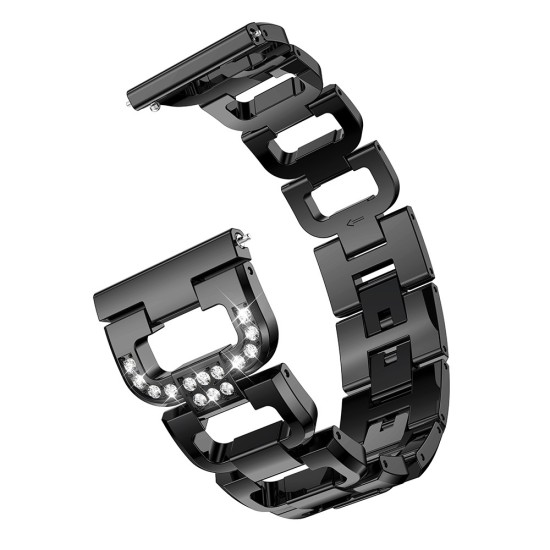 20mm D-shape Rhinestone Decor Alloy Watch Bracelet - Чёрный - ремешок для часов из нержавеющей стали для умных часов