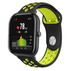 20mm Bi-color Soft Silicone Watch Strap Replacement - Melns / Zaļš - silikona siksniņas (jostas) priekš pulksteņiem