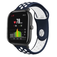 20mm Bi-color Soft Silicone Watch Strap Replacement - Melns / Balts - silikona siksniņas (jostas) priekš pulksteņiem