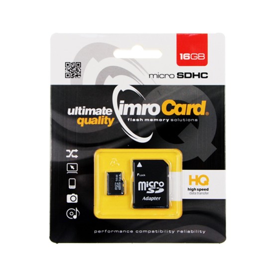 Imro 16GB Micro SDHC Card class10 ar SD Adapteri Atmiņas karte