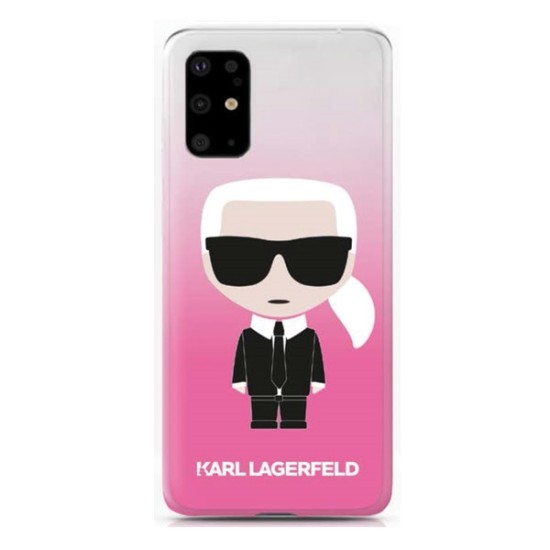 Karl Lagerfeld Iconic Karl Gradient series Back Case KLHCS62TRDFKPI priekš Samsung Galaxy S20 G980 - Rozā - silikona-plastikāta apvalks / maciņš