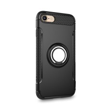 Forcell Carbon Ring Back Case priekš Apple iPhone 11 Pro Max - Melns - silikona aizmugures apvalks ar gredzenu