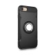 Forcell Carbon Ring Back Case priekš Apple iPhone 11 Pro Max - Melns - silikona aizmugures apvalks ar gredzenu