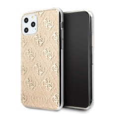 Guess 4G Glitter series Back Case GUHCN65PCU4GLGO priekš Apple iPhone 11 Pro Max - Zelts - silikona-plastikāta  apvalks / maciņš