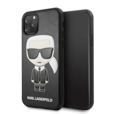 Karl Lagerfeld Iconic Karl Embossed series KLHCN65IKPUBK priekš Apple iPhone 11 Pro Max - Melns - ādas aizmugures apvalks (bampers, vāciņš, TPU back cover, bumper shell)
