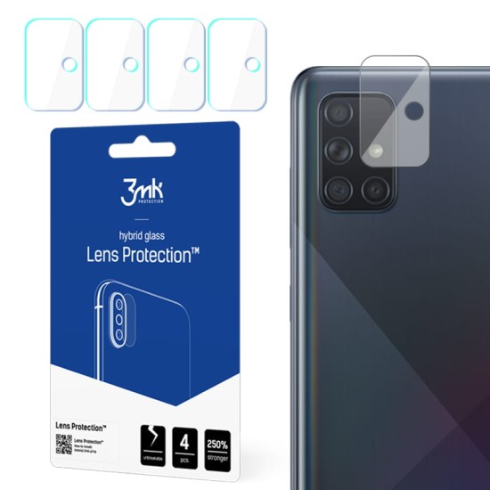3MK Lens Protection (4 gab.) Hybrid Tempered Glass / Film camera protector priekš Samsung Galaxy A71 A715 - hibrīds aizmugurējās kameras aizsargstikls / aizsargplēve