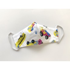 Bērnu (2-5 gadi) vairākas reizes lietojamas kokvilna auduma Sejas Maska - Mašīnas (stiprinās aiz ausīm) - (Protective cotton face mask)