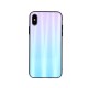 Aurora Glass Back Case priekš Huawei P Smart Pro (2019) - Zils / Rozā - silikona un stikla aizmugures apvalks (bampers, vāciņš, TPU back cover, bumper shell)