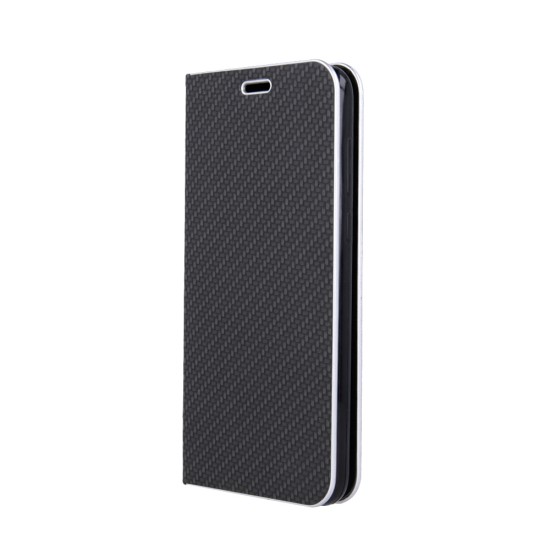 Smart Venus Carbon Book Case priekš Samsung Galaxy Note 10 Lite N770 - Melns - sāniski atverams maciņš ar stendu (ādas maks, grāmatiņa, leather book wallet case cover stand)