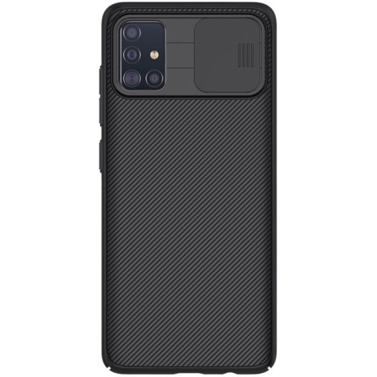 Nillkin CamShield Slide Camera Back Hard Case Cover priekš Samsung Galaxy A51 A515 - Melns - plastikas aizmugures apvalks / bampers ar kameras aizsargmehānismu