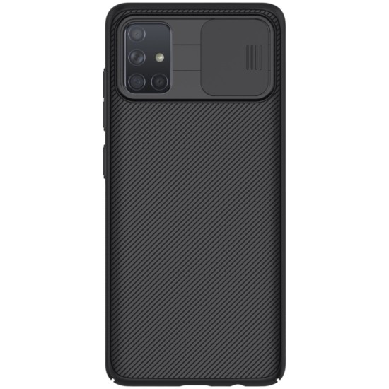 Nillkin CamShield Slide Camera Back Hard Case Cover priekš Samsung Galaxy A71 A715 - Melns - plastikas aizmugures apvalks / bampers ar kameras aizsargmehānismu