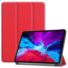 Tri-fold Stand PU Smart Auto Wake/Sleep Leather Case priekš Apple iPad Pro 12.9 (2020 / 2021 / 2022) - Sarkans - sāniski atverams maciņš ar stendu