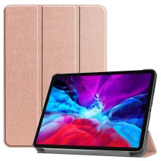 Tri-fold Stand PU Smart Auto Wake/Sleep Leather Case priekš Apple iPad Pro 12.9 (2020 / 2021 / 2022) - Rozā Zelts - sāniski atverams maciņš ar stendu