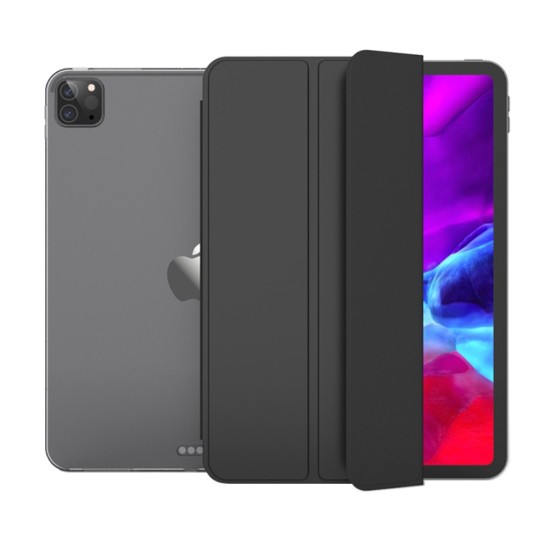 Tri-fold Stand PU Smart Auto Wake/Sleep Leather Case priekš Apple iPad Pro 11 (2020 / 2021 / 2022) - Melns - sāniski atverams maciņš ar stendu