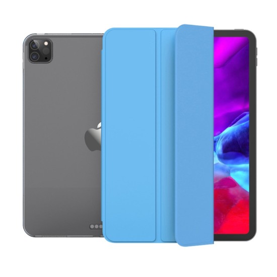 Tri-fold Stand PU Smart Auto Wake/Sleep Leather Case priekš Apple iPad Pro 11 (2020 / 2021 / 2022) - Gaiši Zils - sāniski atverams maciņš ar stendu