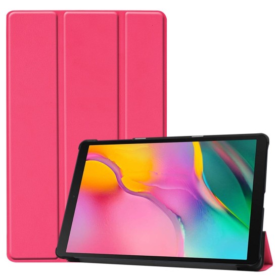 Tri-fold Stand PU Smart Auto Wake/Sleep Leather Case priekš Samsung Galaxy Tab A 10.1 (2019) T510 / T515 - Rozā - sāniski atverams maciņš ar stendu