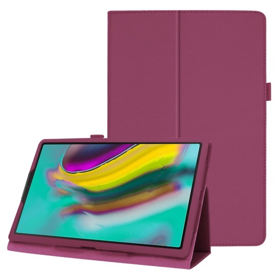 Litchi Texture Leather Stand Protective Case priekš Samsung Galaxy Tab A 10.1 (2019) T510 / T515 - Violets - sāniski atverams maciņš ar stendu