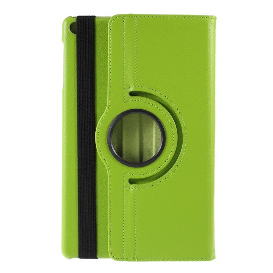 360 Rotary Litchi Skin Leather Cover w/ Stand priekš Samsung Galaxy Tab A 10.1 (2019) T510 / T515 - Zaļš - sāniski atverams maciņš ar stendu